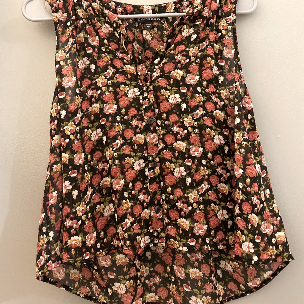 Chiffon Button Down Floral Tank